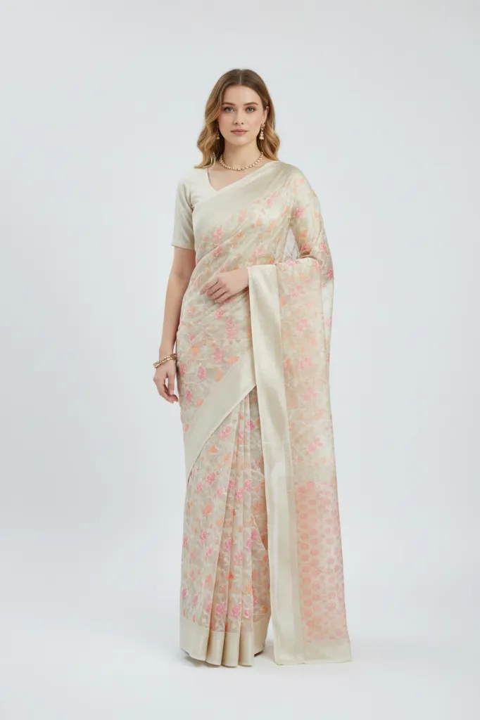 Kota Silk Saree_003_White Color_Photo 1.webp