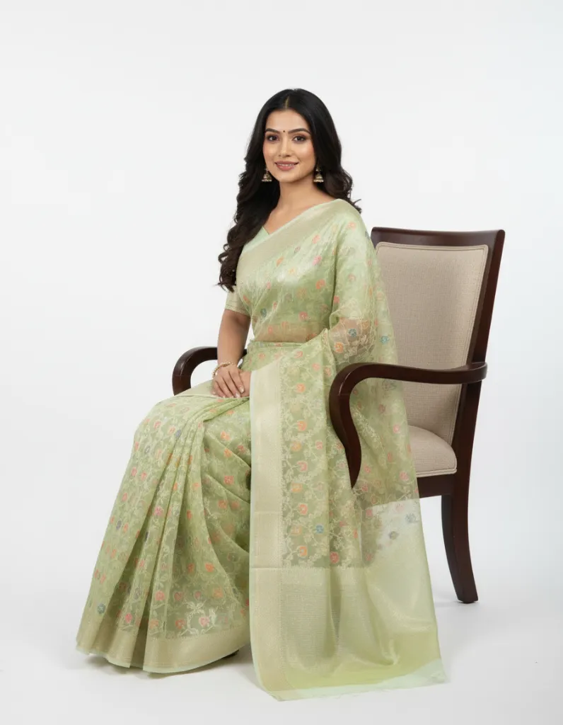 Kota Silk Saree_002_Pista Color_Photo 4.webp