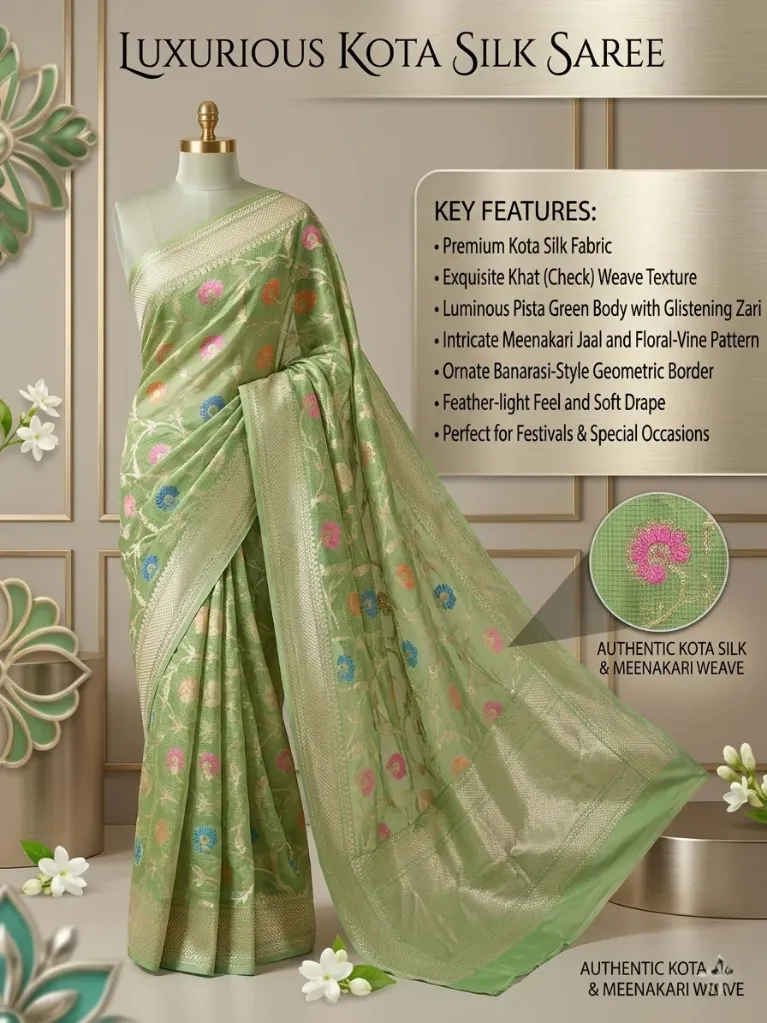 Premium Kota Silk Saree with Meenakari Weave