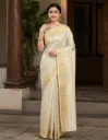 Elegant Banarasi Tissue Silk Saree with Golden Zari Border